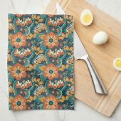Retro Floral Pattern Theedoek (Quarter Fold)