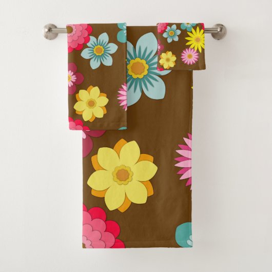 Retro Floral Pattern Towel set Bad Handdoek (Insitu)