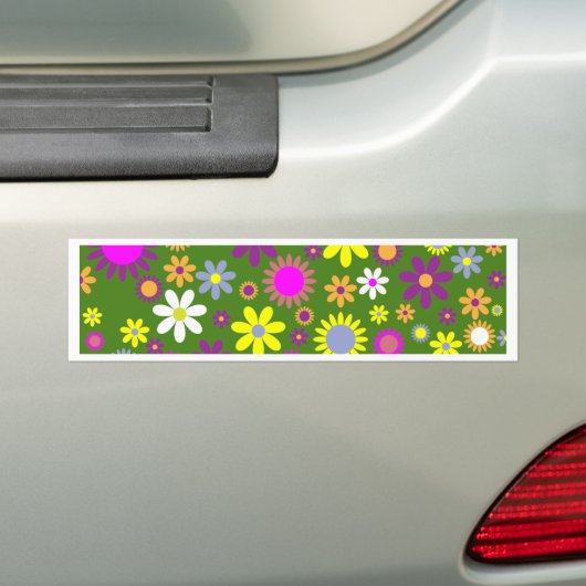 Retro Floral Pattern - ventilator Power Van Bumpersticker (Op auto)