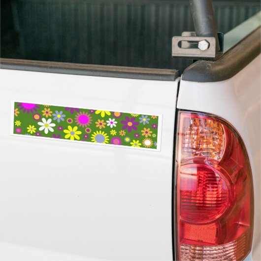 Retro Floral Pattern - ventilator Power Van Bumpersticker (Op Truck)