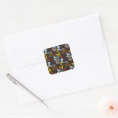 Retro Floral Pattern Vierkante Sticker