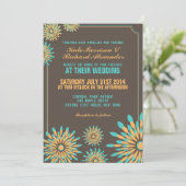 Retro Floral Pattern Weddenschap Kaart (Staand voorkant)