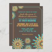 Retro Floral Pattern Weddenschap Kaart (Voorkant / Achterkant)