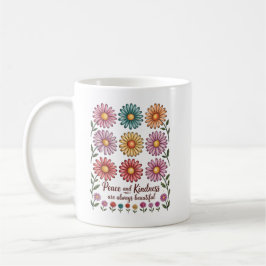 Retro Floral Peace and Kindness Koffiemok