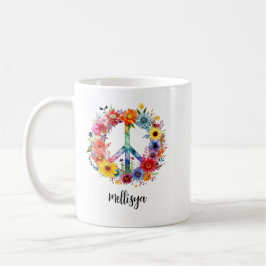 Retro Floral Peace and Kindness Koffiemok