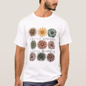 Retro Floral Peace and Kindness T-shirt (Voorkant)