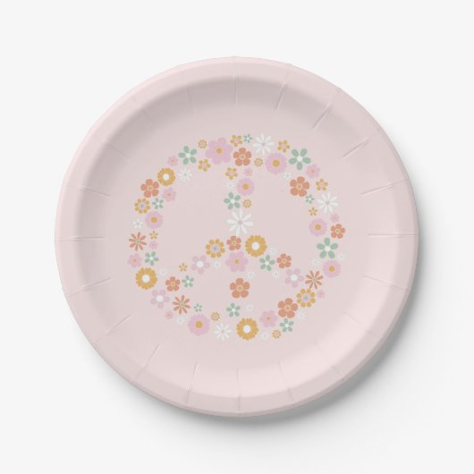 Retro Floral Peace Sign Paper Bord (Voorkant)