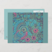 Retro Floral Peacock Briefkaart (Voorkant / Achterkant)