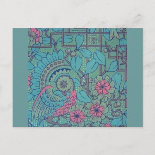 Retro Floral Peacock Briefkaart (Voorkant)
