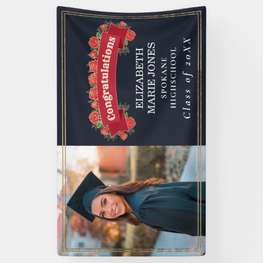 Retro Floral Photo Gradual Party Uitnodiging Spandoek (Verticaal)