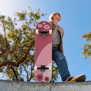 Retro Floral Pink Persoonlijk Skateboard