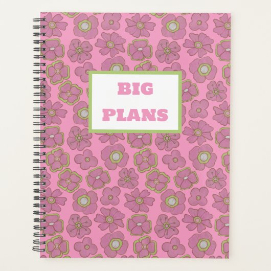 Retro Floral Pink Planner (Voorkant)