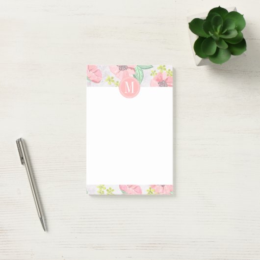 Retro Floral Pink Waterverf op maat Post-it® Notes (Kantoor)