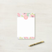 Retro Floral Pink Waterverf op maat Post-it® Notes (Op bureau)