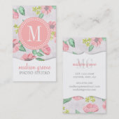 Retro Floral Pink Waterverf op maat Visitekaartje (Voorkant / Achterkant)
