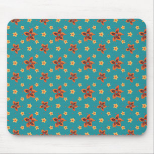 Retro Floral, Polka stippen op Blauwgroen glazen M Muismat