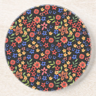 Retro Floral Print Custom Sandstone Onderzetter