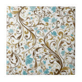 Retro Floral Print Tegel Tegeltje (Voorkant)