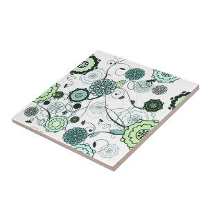 Retro Floral Print Tegel Tegeltje