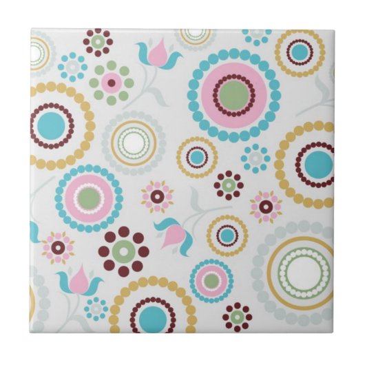 Retro Floral Print Tegel Tegeltje (Voorkant)