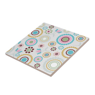 Retro Floral Print Tegel Tegeltje