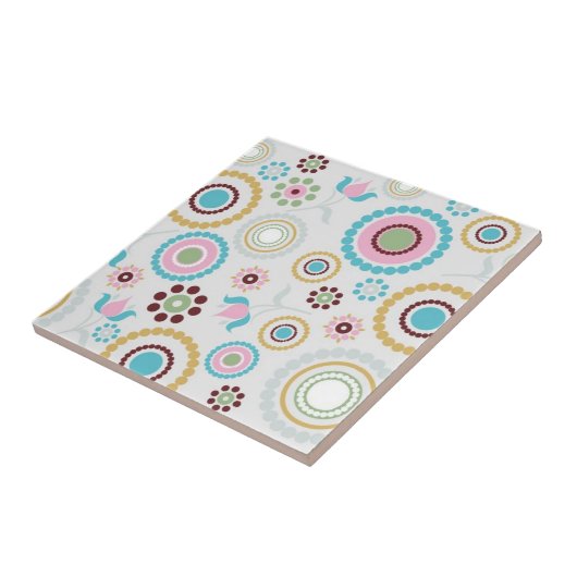 Retro Floral Print Tegel Tegeltje (Zijkant)