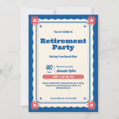 Retro Floral Retirement Party uitnodiging (Voorkant)