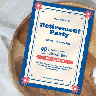Retro Floral Retirement Party uitnodiging