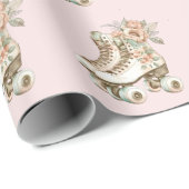 Retro Floral Roller Skater Design  Pastels Cadeaupapier (Rol Hoek)