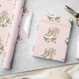 Retro Floral Roller Skater Design  Pastels Cadeaupapier
