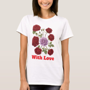Retro Floral Romantisch Botanisch Roos T-shirt