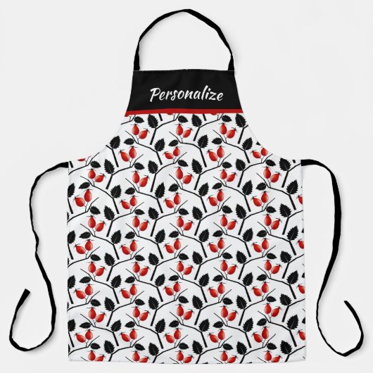 Retro Floral Roos Hips Red & Black Schort (Voorkant)