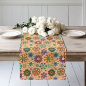 Retro Floral Runner 60s Pastel Dining Accent Lange Tafelloper