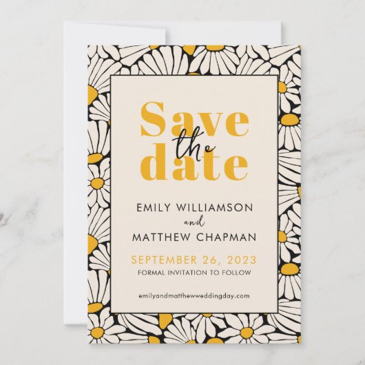 Retro Floral Save the Date bruiloft aankondiging (Voorkant)