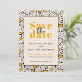Retro Floral Save the Date bruiloft aankondiging (Staand voorkant)