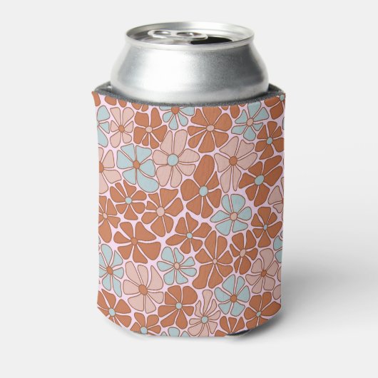 Retro Floral Seamless Pattern Blikjeskoeler (Blikje Achterkant)