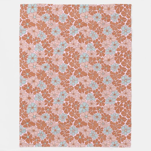 Retro Floral Seamless Pattern Fleece Deken (Voorkant)