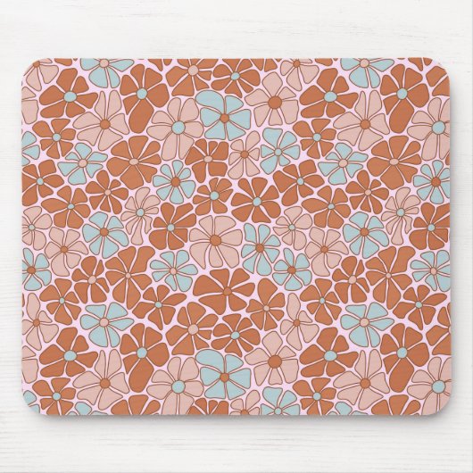 Retro Floral Seamless Pattern Muismat (Voorkant)