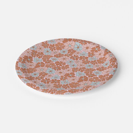 Retro Floral Seamless Pattern Papieren Bordje (Gekanteld)