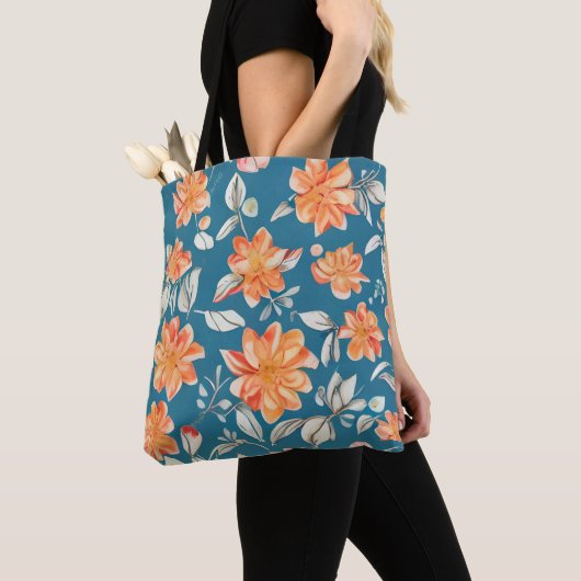Retro Floral Seamless Pattern Tote Bag (Dichtbij)