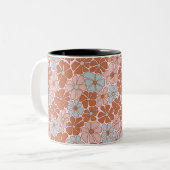Retro Floral Seamless Pattern Tweekleurige Koffiemok (Voorkant links)