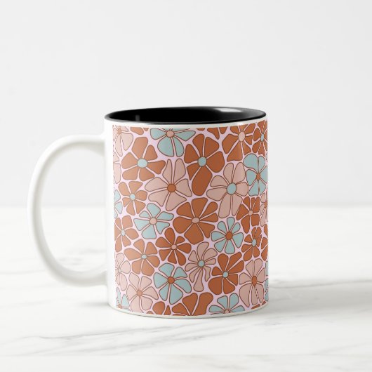 Retro Floral Seamless Pattern Tweekleurige Koffiemok (Links)