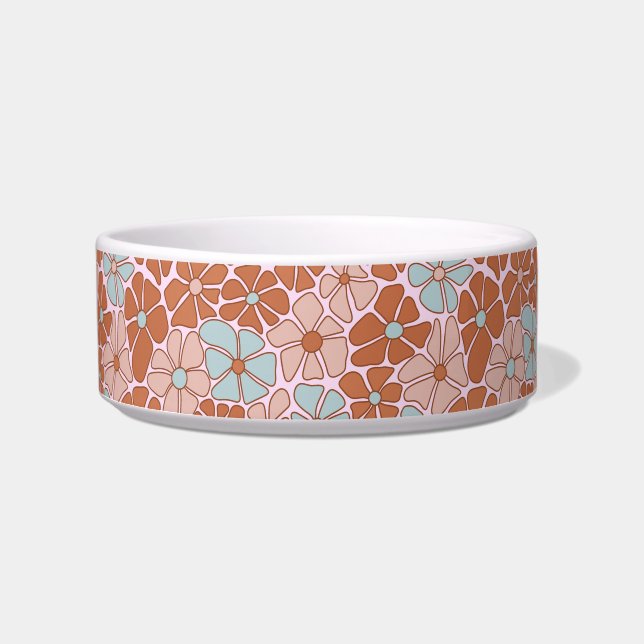 Retro Floral Seamless Pattern Voerbakje (Voorkant)