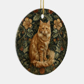 Retro Floral Sinaasappel Cat Keramisch Ornament (Rechts)