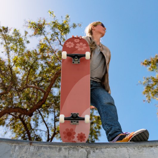 Retro Floral Sinaasappel Persoonlijk Skateboard (Buiten 1)