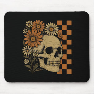 Retro Floral Skelet Funny Skull Halloween Muismat