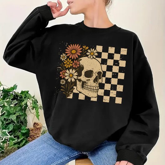 Retro Floral Skeleton Shirt | Spooky Season Shirt