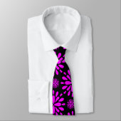 Retro Floral Splash Design Stropdas, Fuchsia on Bl Stropdas (Gebonden)