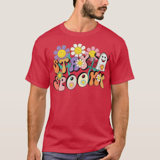 Retro Floral Spooky Season Ghost Boo Funny Hwe T-shirt