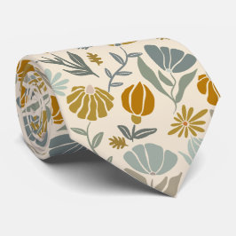 Retro Floral Spring Garden Stropdas